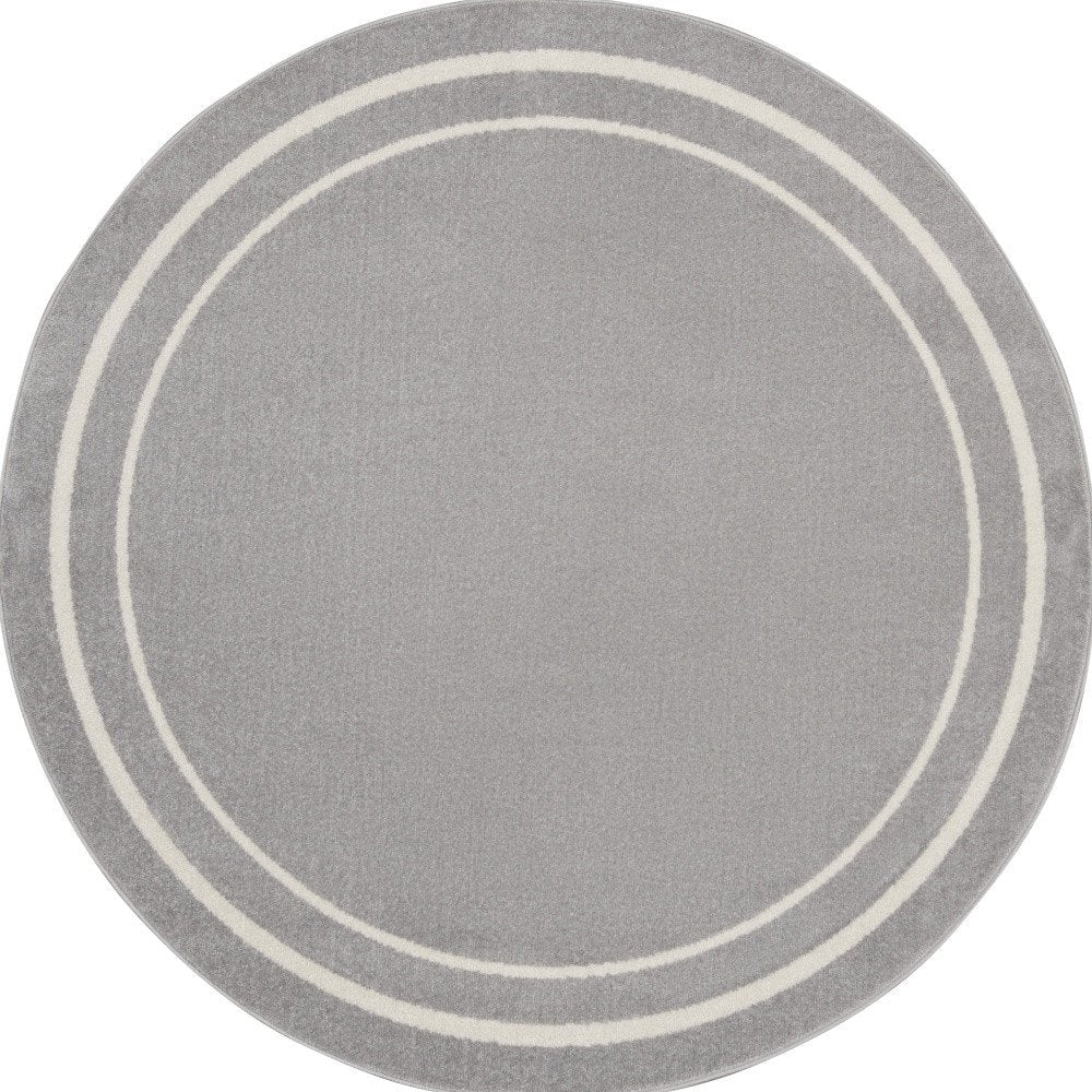 8' Gray And Ivory Round Indoor Outdoor Area Rug HomeRoots