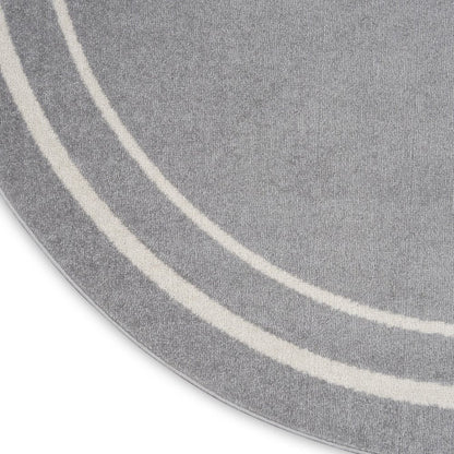 8' Gray And Ivory Round Indoor Outdoor Area Rug HomeRoots