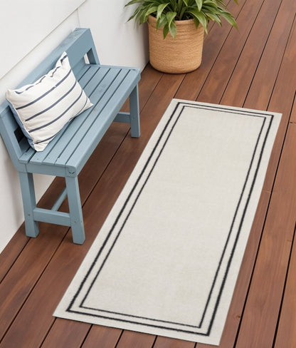 6' Ivory And Black Indoor Outdoor Runner Rug HomeRoots