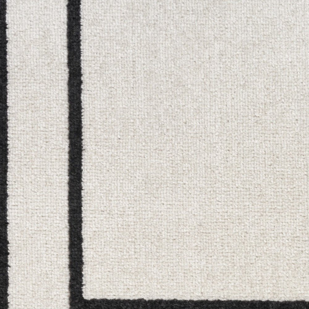 6' Ivory And Black Indoor Outdoor Runner Rug — view 1