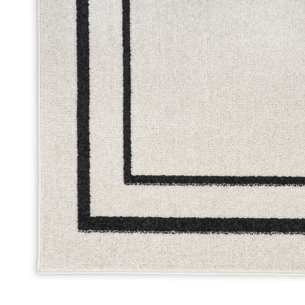 6' Ivory And Black Indoor Outdoor Runner Rug HomeRoots