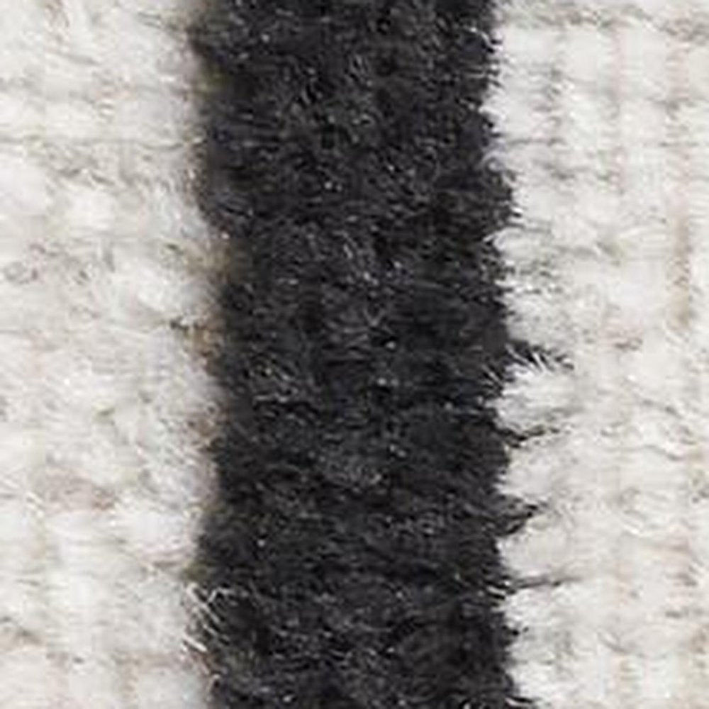 6' Ivory And Black Indoor Outdoor Runner Rug — view 12