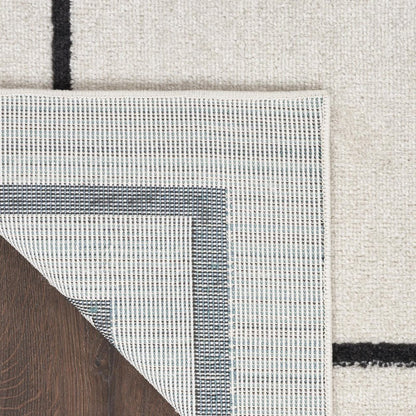 6' Ivory And Black Indoor Outdoor Runner Rug HomeRoots