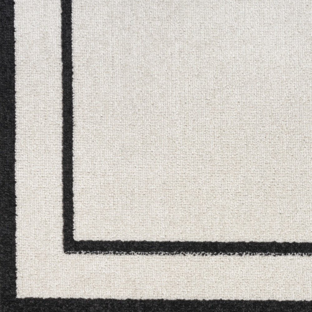 6' Ivory And Black Indoor Outdoor Runner Rug — view 2