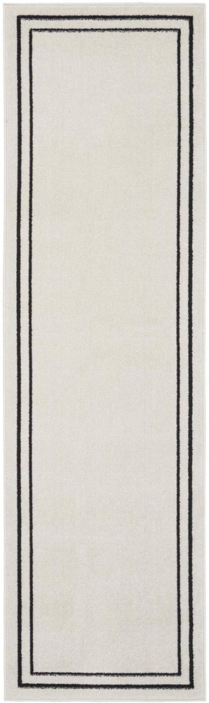 8' Ivory And Black Indoor Outdoor Runner Rug — view 10