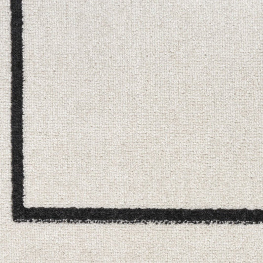 8' Ivory And Black Indoor Outdoor Runner Rug