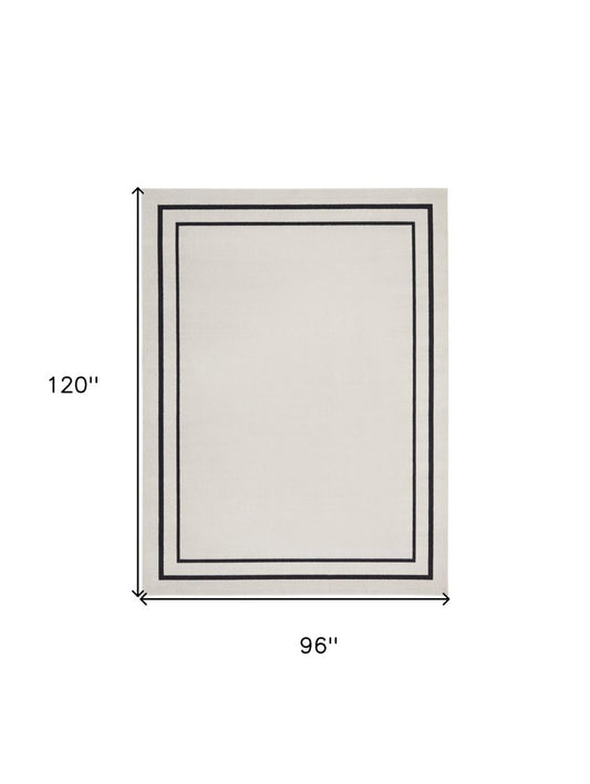 8' X 10' Ivory And Black Indoor Outdoor Area Rug