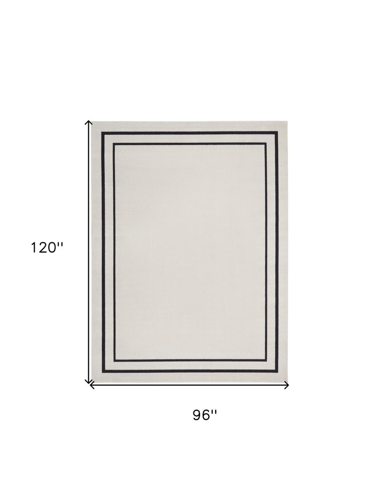 8' X 10' Ivory And Black Indoor Outdoor Area Rug — view 1