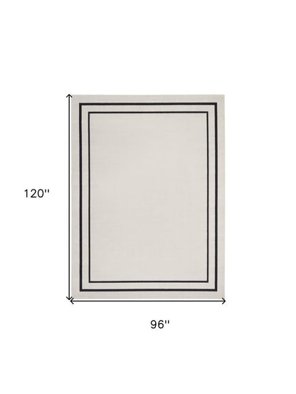 8' X 10' Ivory And Black Indoor Outdoor Area Rug HomeRoots