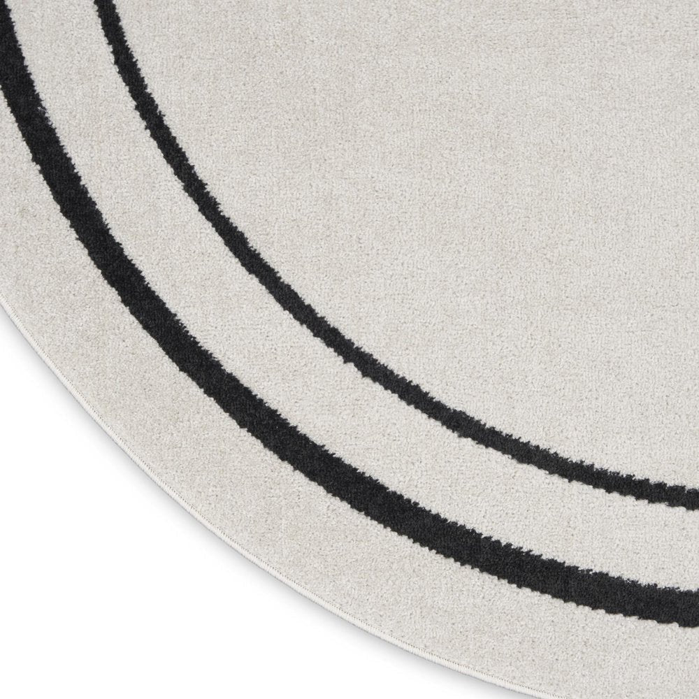 8' Ivory And Black Round Indoor Outdoor Area Rug HomeRoots