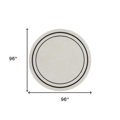 8' Ivory And Black Round Indoor Outdoor Area Rug HomeRoots