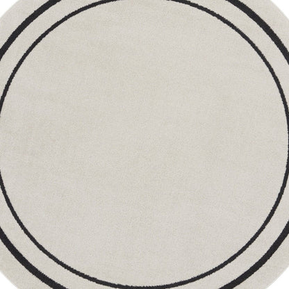 8' Ivory And Black Round Indoor Outdoor Area Rug HomeRoots