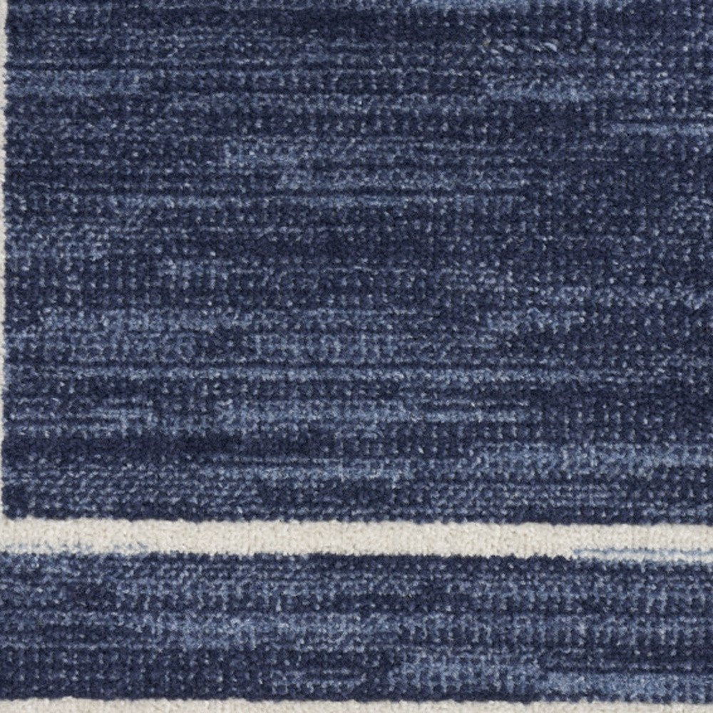 6' Navy Blue And Ivory Indoor Outdoor Runner Rug — view 2