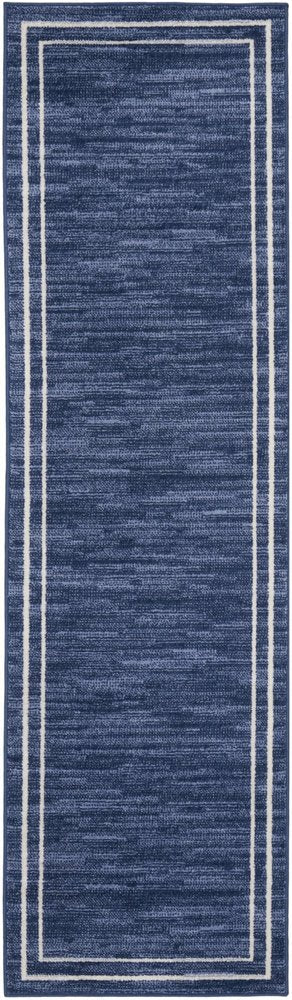 6' Navy Blue And Ivory Indoor Outdoor Runner Rug — view 8