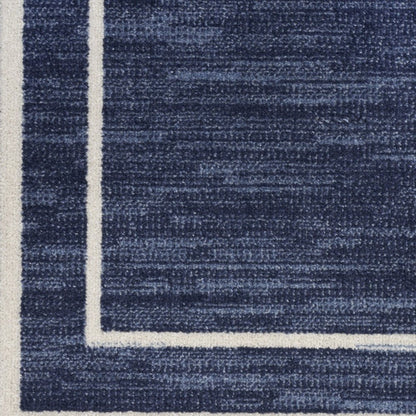 6' Navy Blue And Ivory Indoor Outdoor Runner Rug HomeRoots