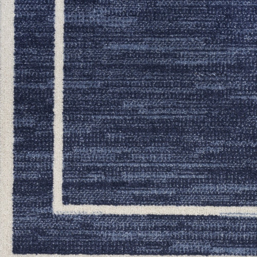 6' Navy Blue And Ivory Indoor Outdoor Runner Rug — view 3