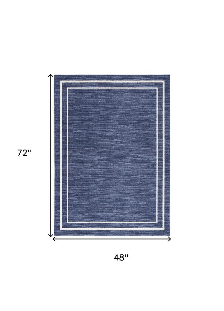 4' X 6' Navy Blue And Ivory Indoor Outdoor Area Rug — view 1
