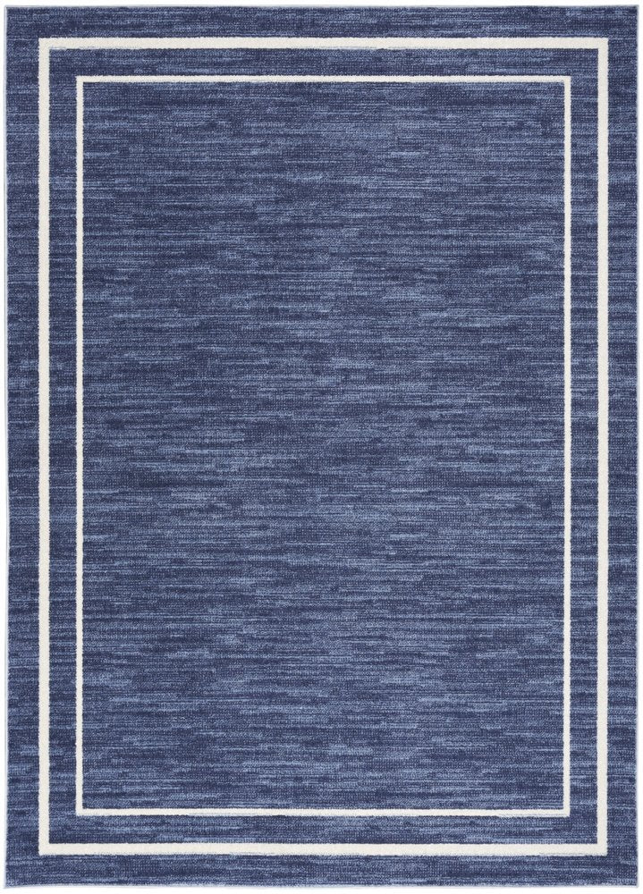 6' X 9' Navy Blue And Ivory Indoor Outdoor Area Rug — view 8