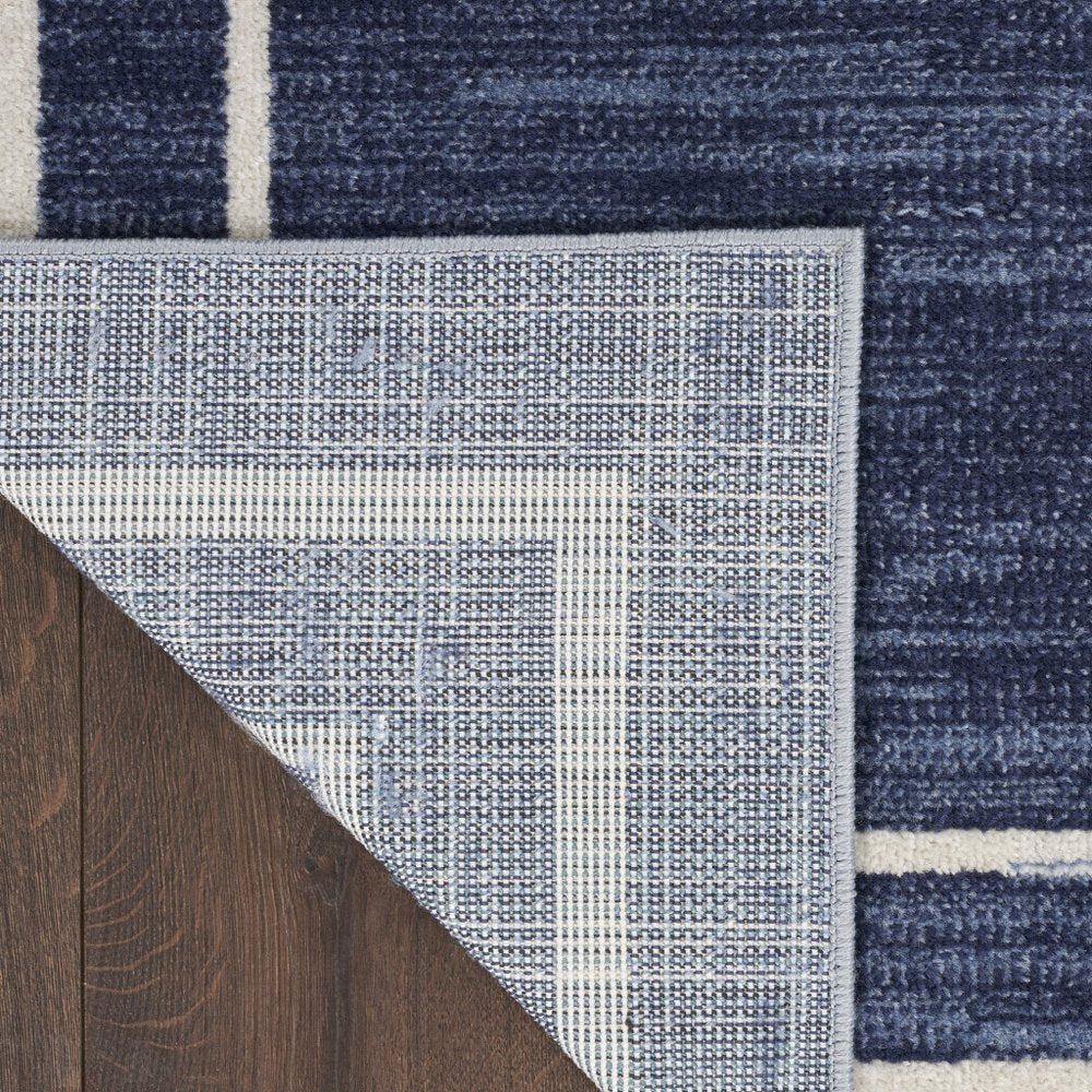 6' X 9' Navy Blue And Ivory Indoor Outdoor Area Rug HomeRoots