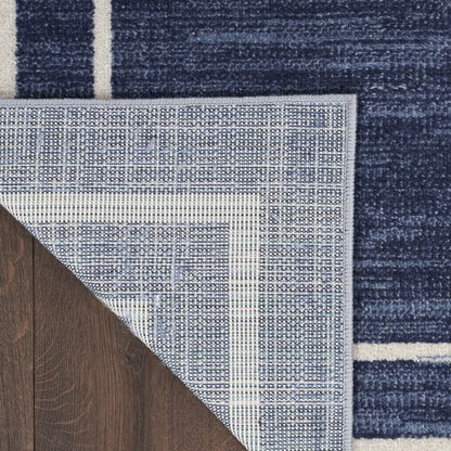 6' X 9' Navy Blue And Ivory Indoor Outdoor Area Rug HomeRoots