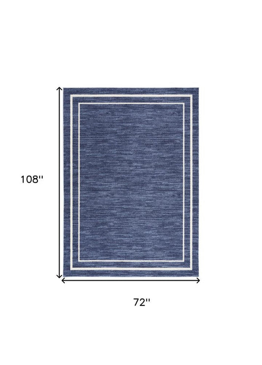 6' X 9' Navy Blue And Ivory Indoor Outdoor Area Rug