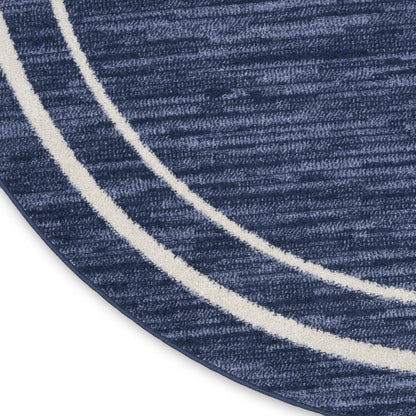 8' Navy Blue And Ivory Round Indoor Outdoor Area Rug HomeRoots