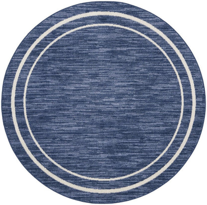 8' Navy Blue And Ivory Round Indoor Outdoor Area Rug HomeRoots