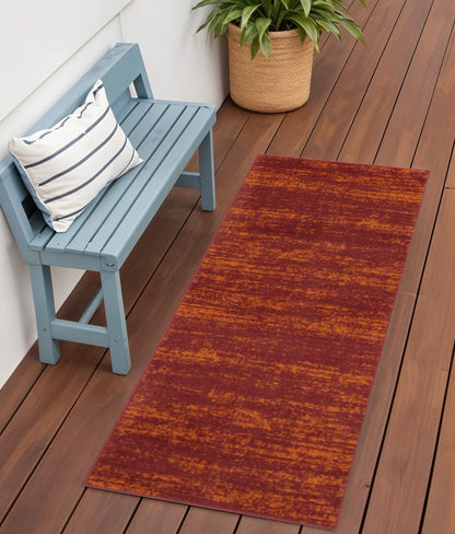 6' Red And Orange Abstract Indoor Outdoor Runner Rug HomeRoots