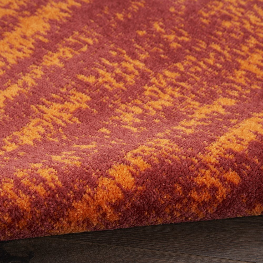 6' Red And Orange Abstract Indoor Outdoor Runner Rug HomeRoots