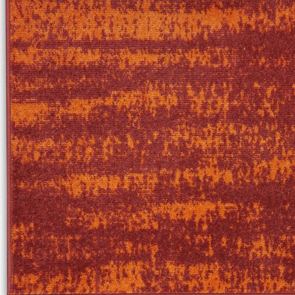 6' Red And Orange Abstract Indoor Outdoor Runner Rug