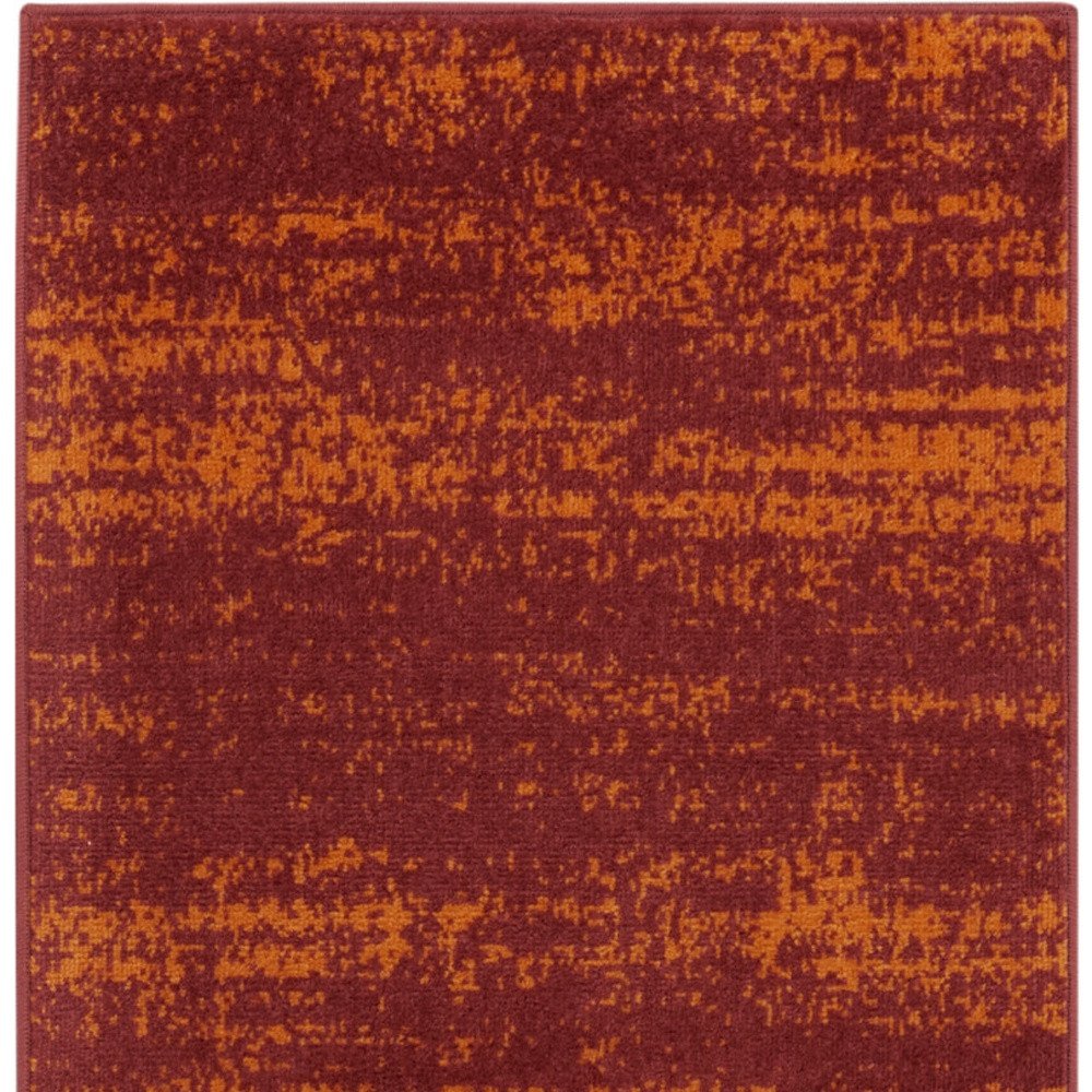 6' Red And Orange Abstract Indoor Outdoor Runner Rug