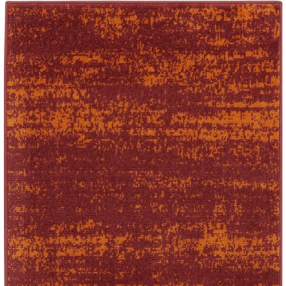 6' Red And Orange Abstract Indoor Outdoor Runner Rug