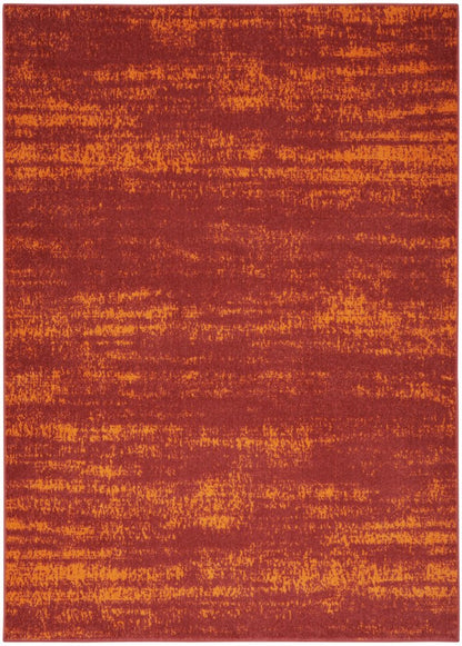 5' X 7' Red And Orange Abstract Indoor Outdoor Area Rug