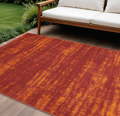 6' X 9' Red And Orange Abstract Indoor Outdoor Area Rug HomeRoots
