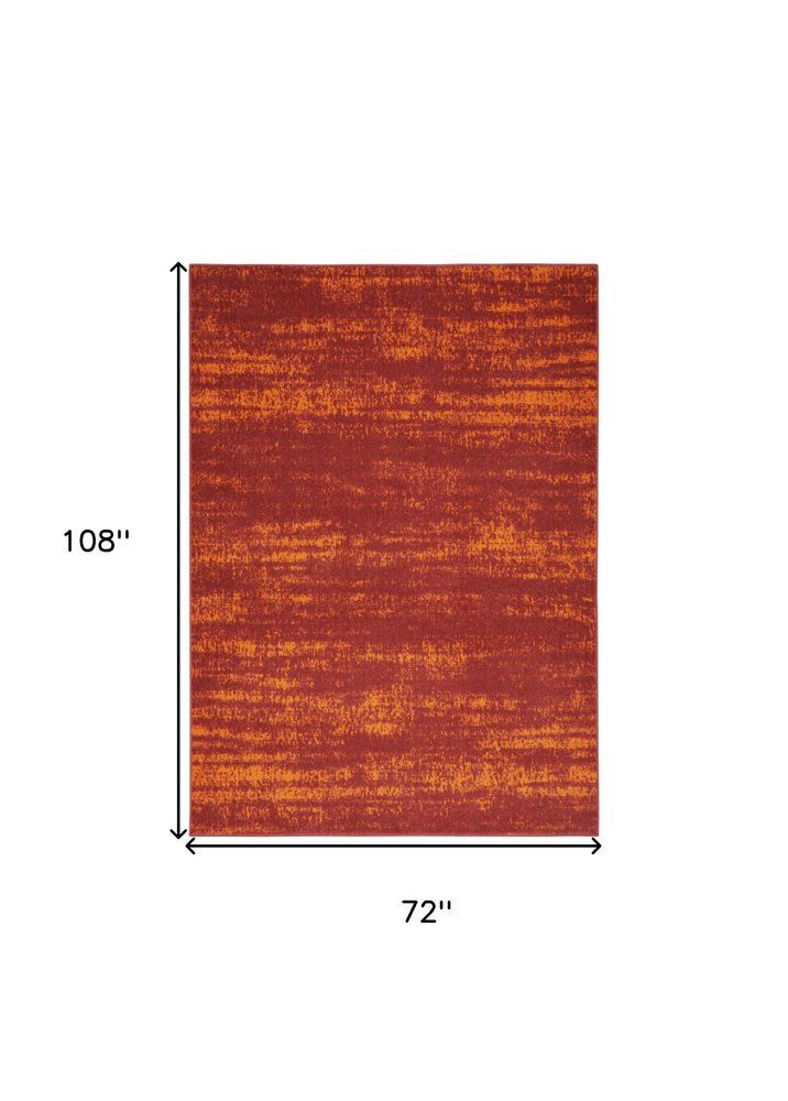6' X 9' Red And Orange Abstract Indoor Outdoor Area Rug HomeRoots