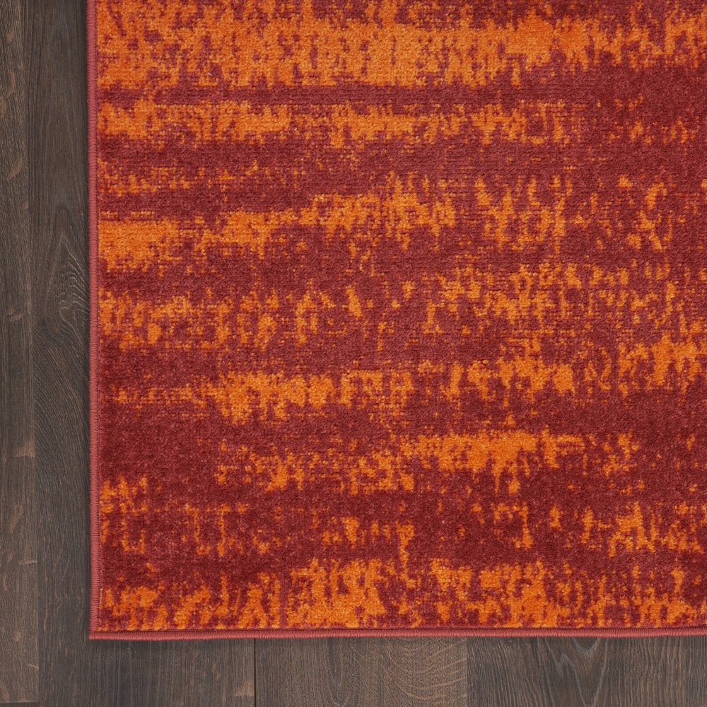 6' X 9' Red And Orange Abstract Indoor Outdoor Area Rug — view 10