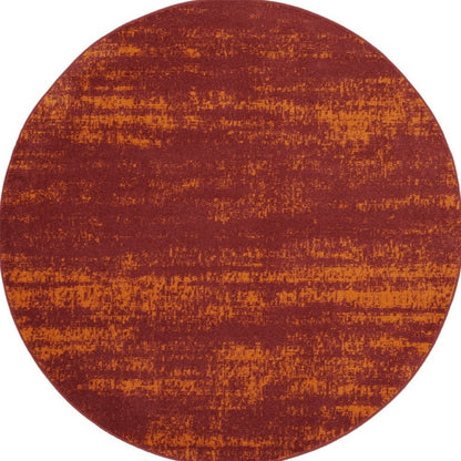 8' Red And Orange Round Abstract Indoor Outdoor Area Rug HomeRoots