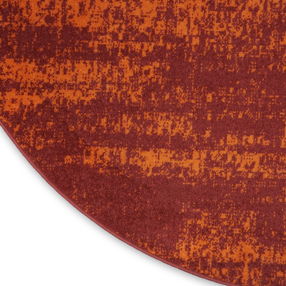 8' Red And Orange Round Abstract Indoor Outdoor Area Rug HomeRoots