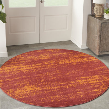 8' Red And Orange Round Abstract Indoor Outdoor Area Rug HomeRoots