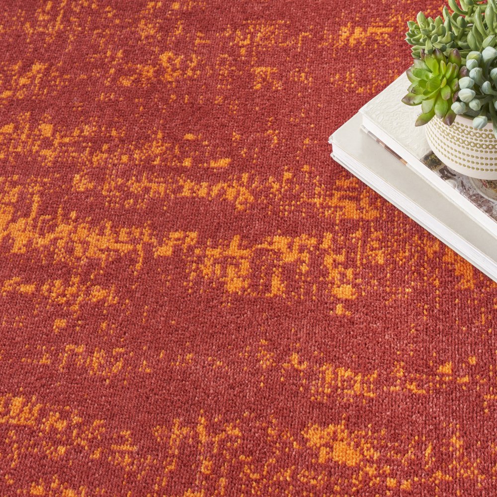 8' Red And Orange Round Abstract Indoor Outdoor Area Rug HomeRoots