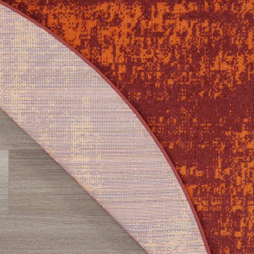 8' Red And Orange Round Abstract Indoor Outdoor Area Rug HomeRoots