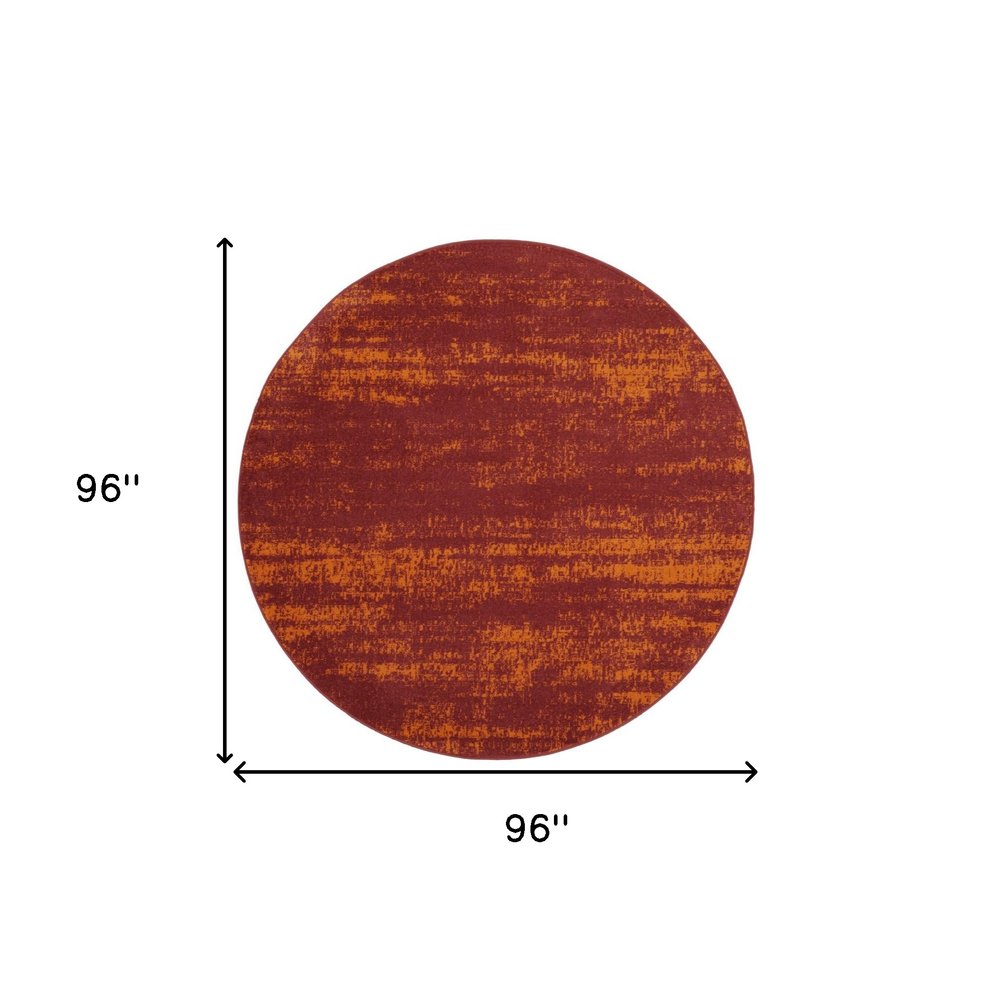 8' Red And Orange Round Abstract Indoor Outdoor Area Rug HomeRoots