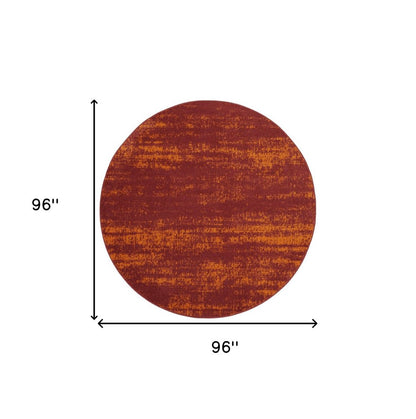 8' Red And Orange Round Abstract Indoor Outdoor Area Rug HomeRoots