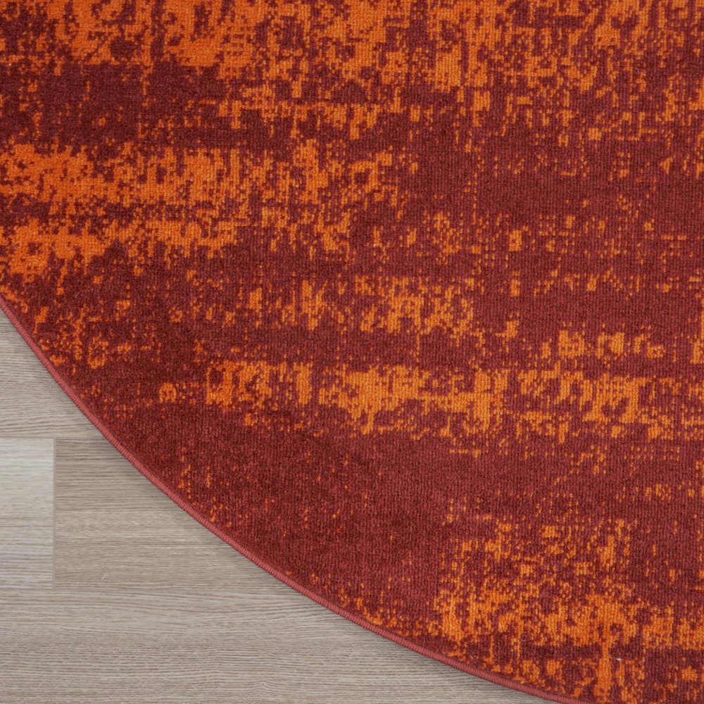 8' Red And Orange Round Abstract Indoor Outdoor Area Rug — view 11