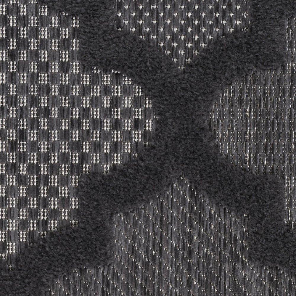 3' X 5' Charcoal And Black Trellis Indoor Outdoor Area Rug HomeRoots