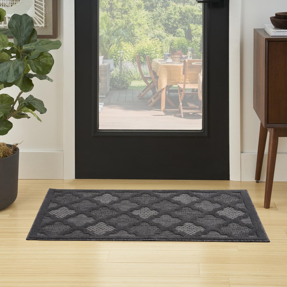 3' X 5' Charcoal And Black Trellis Indoor Outdoor Area Rug — view 7