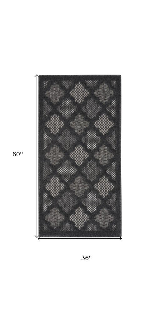 3' X 5' Charcoal And Black Trellis Indoor Outdoor Area Rug — view 1