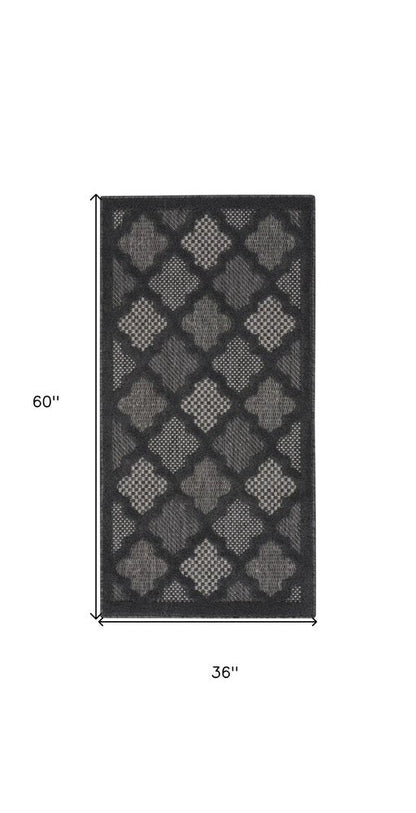 3' X 5' Charcoal And Black Trellis Indoor Outdoor Area Rug HomeRoots