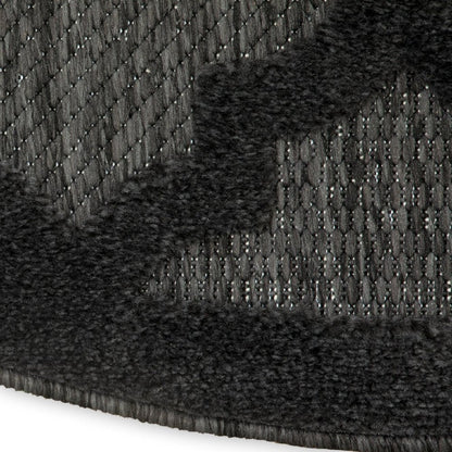 4' Charcoal And Black Round Trellis Indoor Outdoor Area Rug HomeRoots