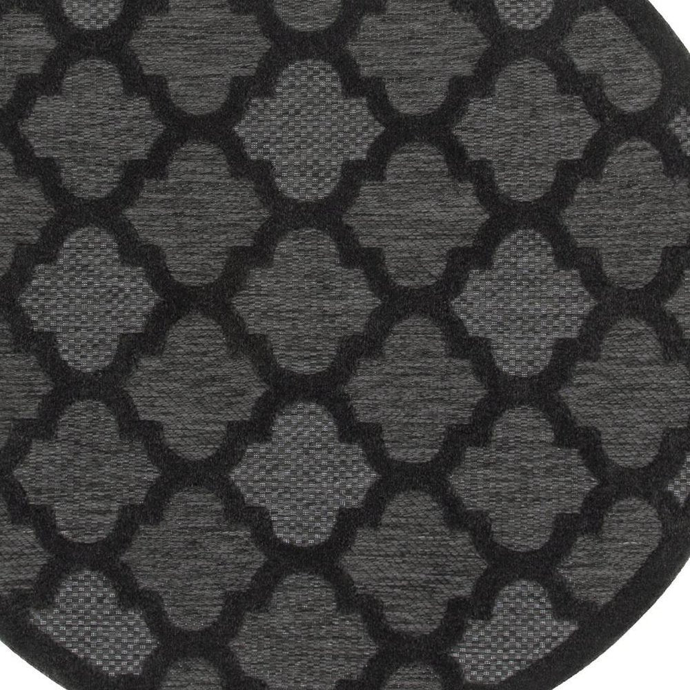 5' Charcoal And Black Round Trellis Indoor Outdoor Area Rug — view 12